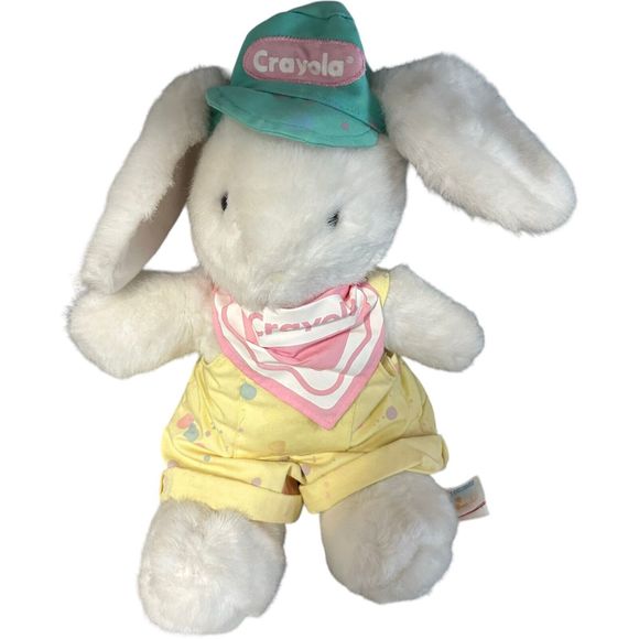 Vintage Hallmark Crayola Painter BUNNY Rabbit Spring Plush Stuffed Animal 1989 - Picture 11 of 15